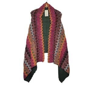 Pinklicious NWT Multicolor Chunky Knit Open Front Waterfall Vest One Size Boho